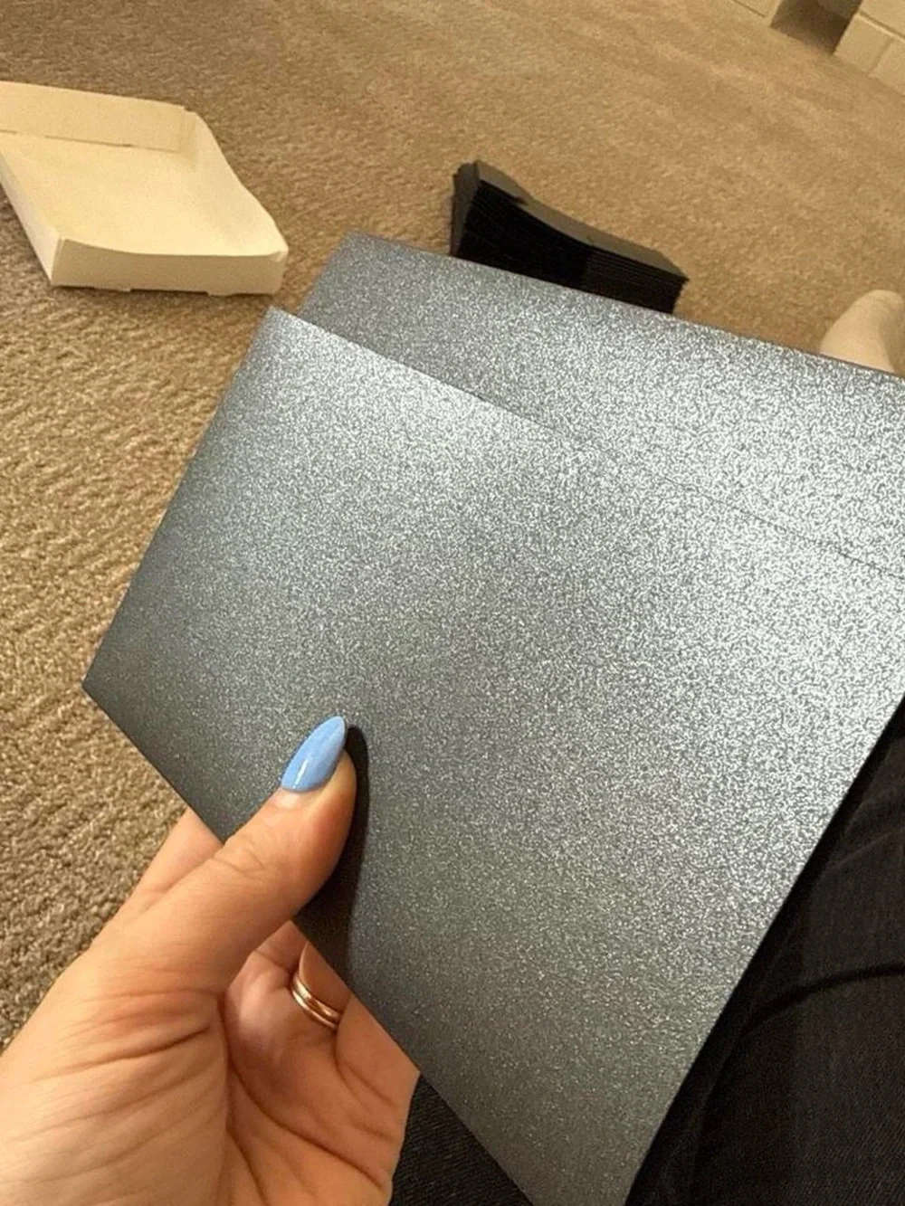 Black Shimmer Party Invitation Folders - Premium Folded Cards